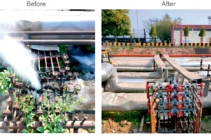Illustration of a plant showing a conventional fabricated condensate manifold for tracing network vs forged condensate manifold for tracing networks