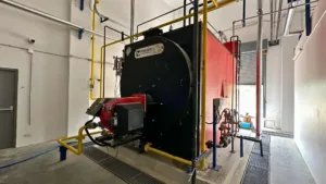 Marshall B Series Oil and Gas fired Industrial Steam Boiler installed inside a Textile Dyeing Plant in Thailand