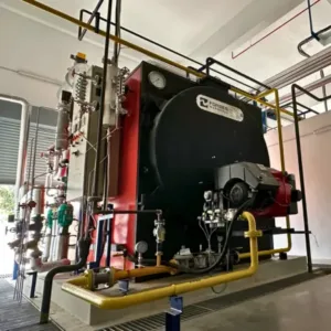 Marshall B Series Oil and Gas fired Industrial Steam Boiler installed inside a Textile Dyeing Plant in Thailand