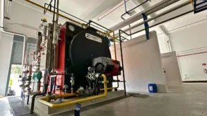 Marshall B Series Oil and Gas fired Industrial Steam Boiler installed inside a Textile Dyeing Plant in Thailand