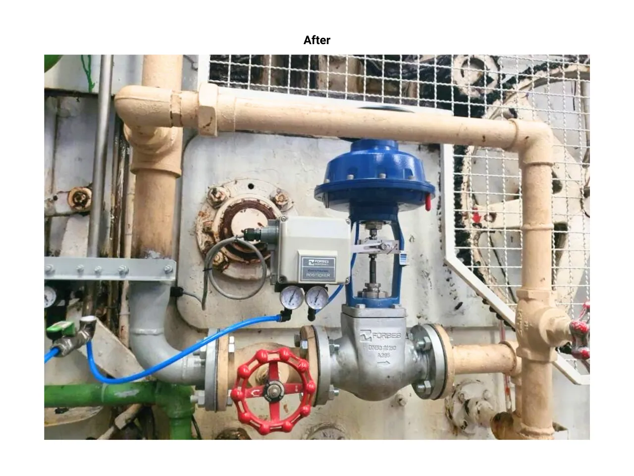 Forbes Marshall Temperature control valve with a positioner installed on a bottle washer at a beverage plant in Thailand