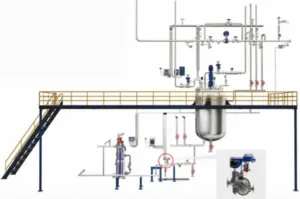3d image of a batch or multi-purpose reactor installed with a multi utility process steam trap installed to manage contaminated and uncontaminated condensate