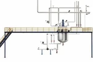 3d image of a batch or multi-purpose reactor in a conventional setup without condensate management steam trap