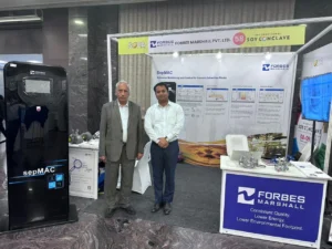 Picture of Forbes Marshall stall with four members at Soy conclave 2025.