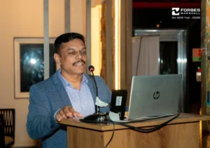 Forbes Marshall vashi Branch member on the podium from Mahad Event